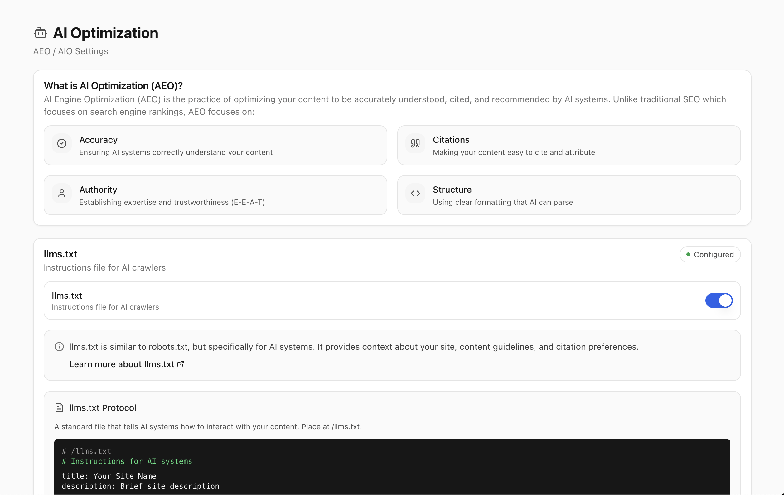 llms.txt — AI-readable site index