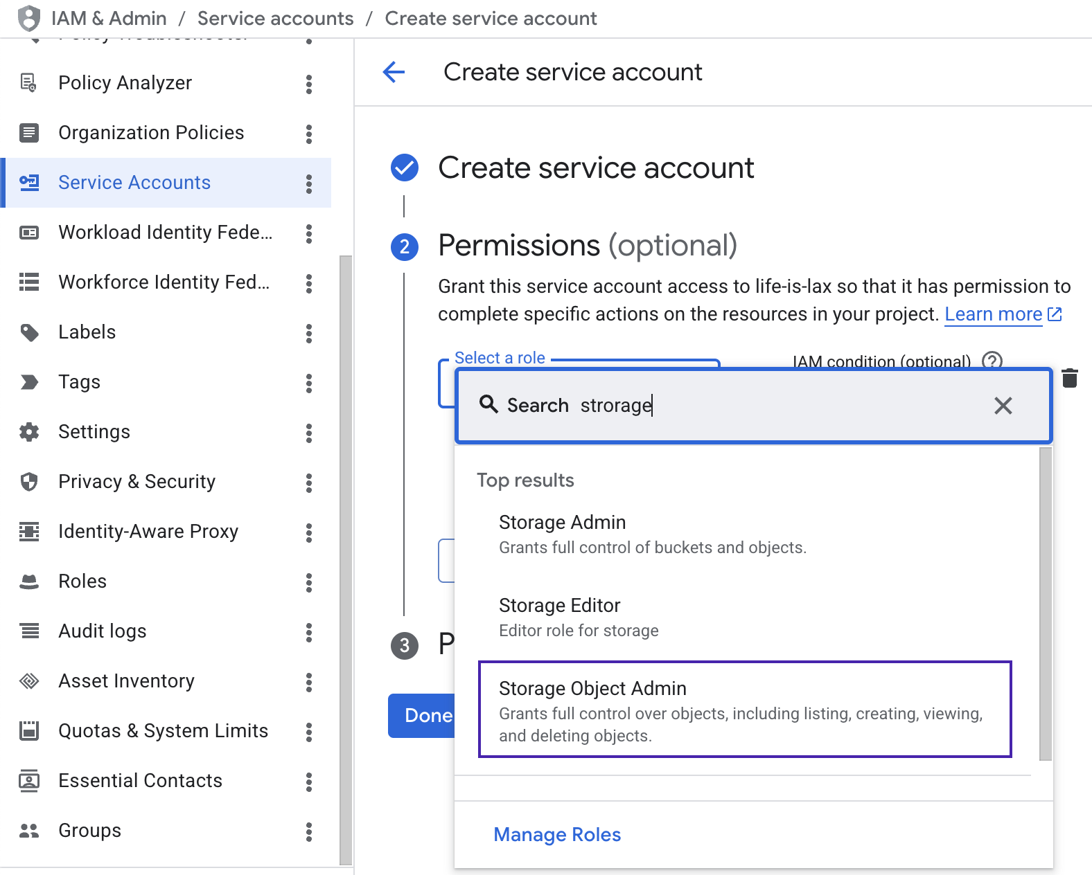 Grant Storage Object Admin role