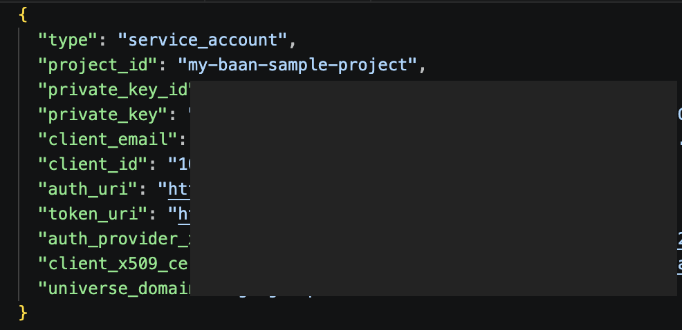 Downloaded service account JSON