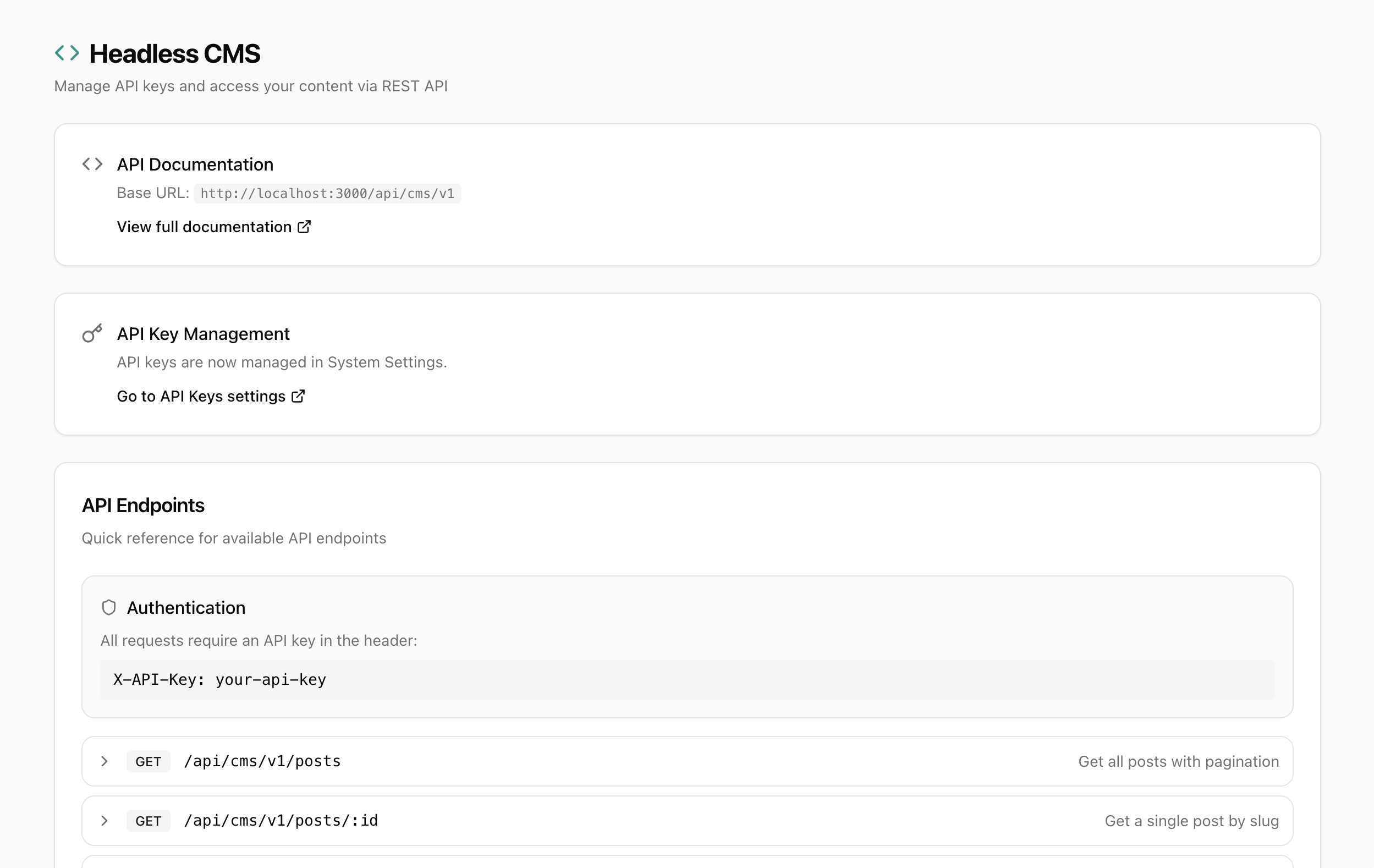 Headless CMS API