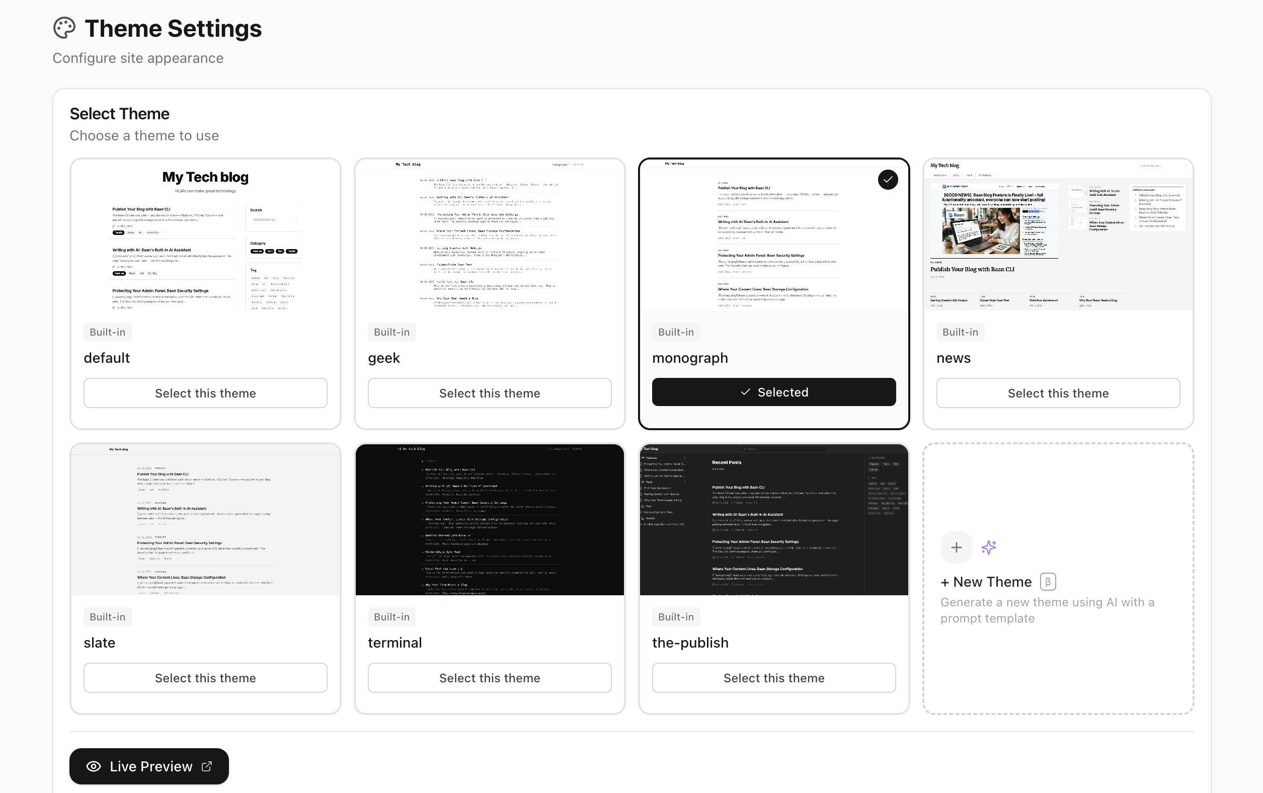 AI-Generated Themes with Theme Provenance